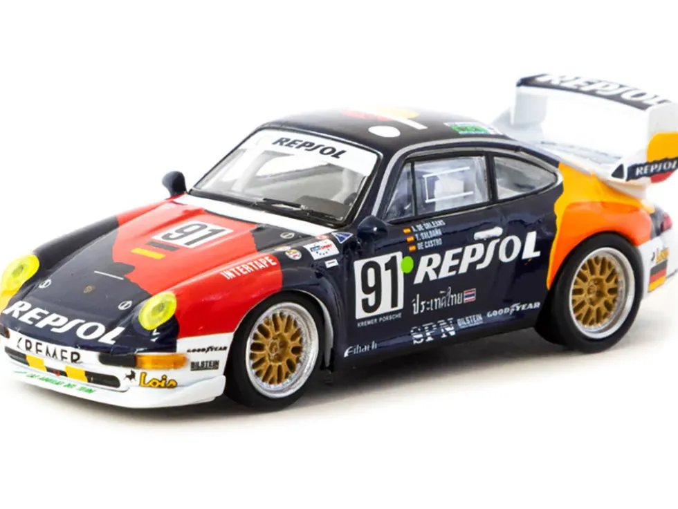 Porsche 911 GT2 #91 Tomas Saldana - Miguel Angel de Castro - Prince Alfonso de Orleans-Borbon "Kremer Racing - Repsol" "24 Hours of Le Mans" (1995) "Collab64" Series 1/64 Diecast Model Car by Schuco & Tarmac Works
