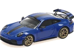 2025 Porsche 911 (992.2) GT3 Weissach Package Blue with Carbon Stripe Limited Edition to 240 pieces Worldwide 1/64 Diecast Model Car by Minichamps
