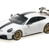 2025 Porsche 911 (992.2) GT3 Weissach Package White with Carbon Stripe Limited Edition to 240 pieces Worldwide 1/64 Diecast Model Car by Minichamps