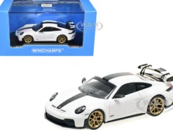 2025 Porsche 911 (992.2) GT3 Weissach Package White with Carbon Stripe Limited Edition to 240 pieces Worldwide 1/64 Diecast Model Car by Minichamps
