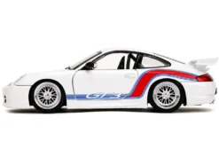 Porsche 911 GT3 (996) White with Red and Blue Stripes "Hyper-Spec" Series 1/24 Diecast Model Car by Jada