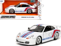 Porsche 911 GT3 (996) White with Red and Blue Stripes
