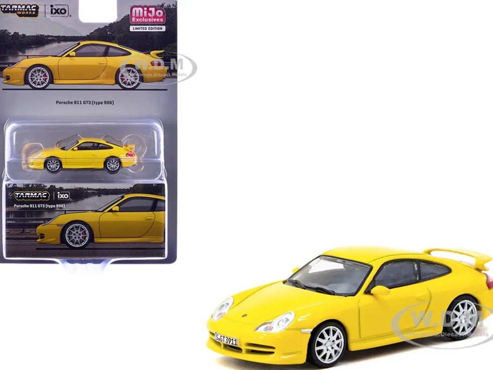 Porsche 911 GT3 (996) Yellow "Global64" Series 1/64 Diecast Model by Tarmac Works