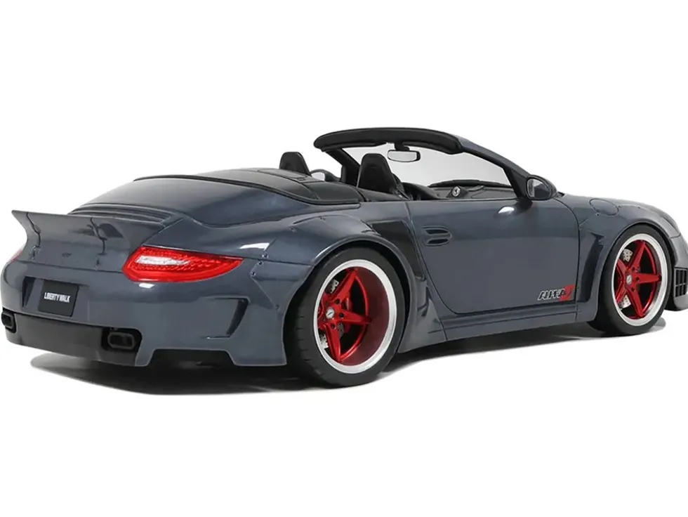 Porsche 911 LB-Works Alpha 9 Gray with Black Hood 1/18 Model Car by GT Spirit