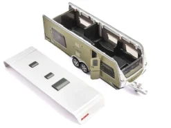 Porsche Macan Turbo Maroon Metallic and Dethleffs Exclusiv Emotion Caravan with Figures and Camp Accessories Set 1/55 Diecast Model by Siku