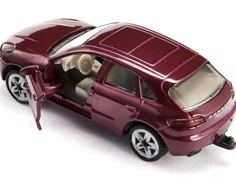 Porsche Macan Turbo Maroon Metallic and Dethleffs Exclusiv Emotion Caravan with Figures and Camp Accessories Set 1/55 Diecast Model by Siku