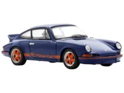 1973 Porsche 911 RS 2.7 Blue with Orange Stripes 1/64 Model Car by Spark