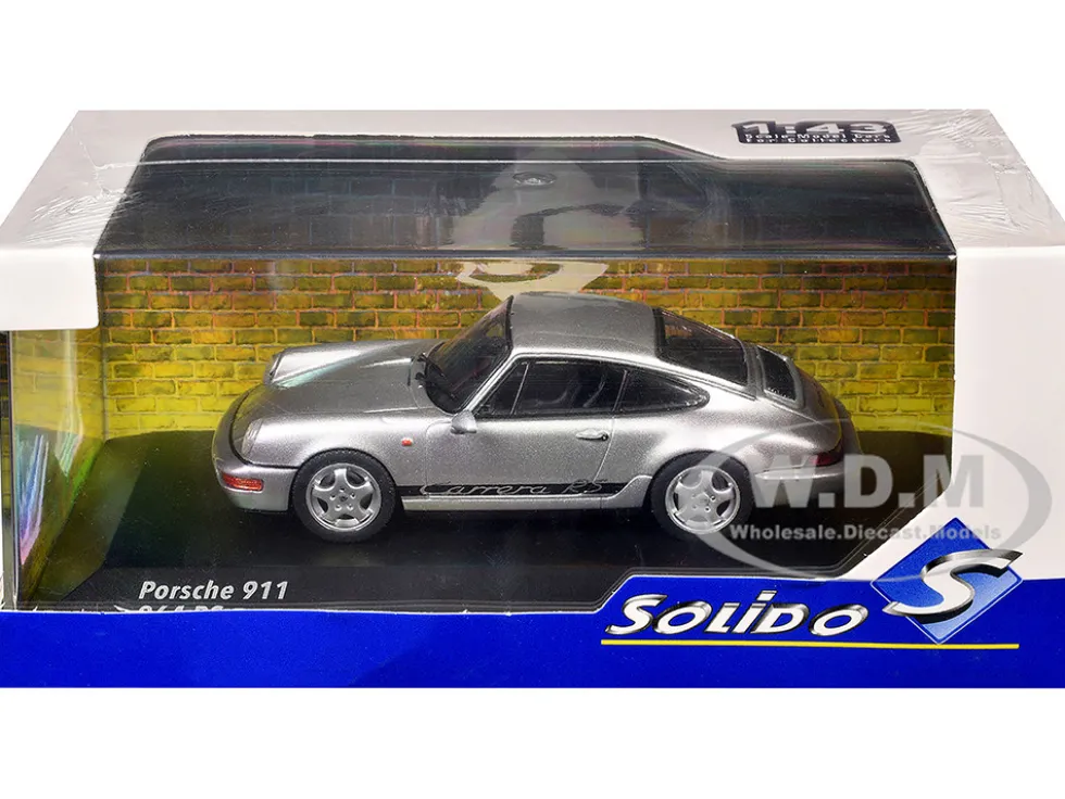 1994 Porsche 911 (964) RS Silver Metallic with Black Stripes 1/43 Diecast Model Car by Solido