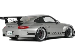 2024 Porsche 911 RWB Abu Silver Metallic with Black Hood 1/18 Model Car by GT Spirit