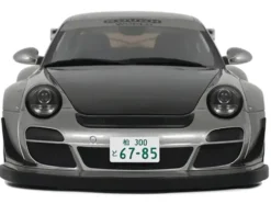 2024 Porsche 911 RWB Abu Silver Metallic with Black Hood 1/18 Model Car by GT Spirit