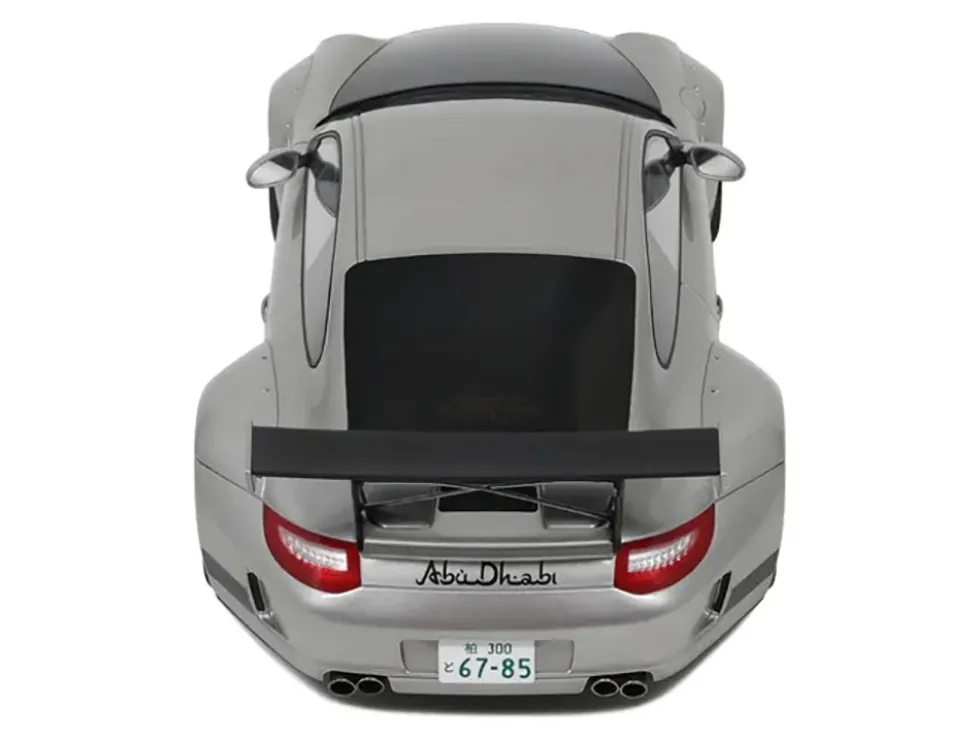 2024 Porsche 911 RWB Abu Silver Metallic with Black Hood 1/18 Model Car by GT Spirit