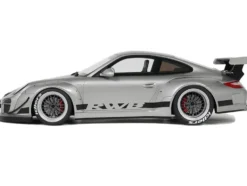 2024 Porsche 911 RWB Abu Silver Metallic with Black Hood 1/18 Model Car by GT Spirit