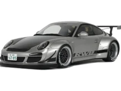 2024 Porsche 911 RWB Abu Silver Metallic with Black Hood 1/18 Model Car by GT Spirit