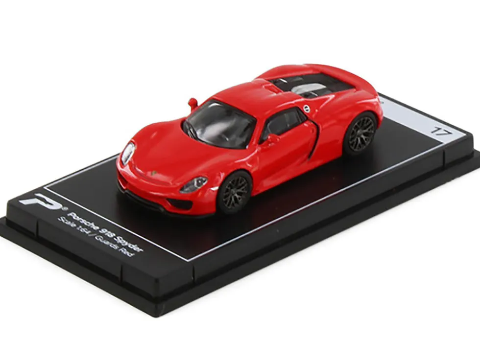 Porsche 918 Spyder Guards Red Hypercar League Collection 1/64 Diecast Model Car PosterCars H17B