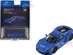 Porsche 918 Spyder Sapphire Blue Metallic Hypercar League Collection 1/64 Diecast Model Car PosterCars H18B