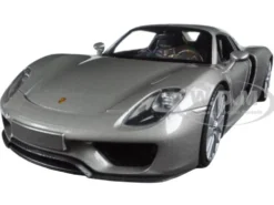 Porsche 918 Spyder Silver Closed Roof 1/24 Diecast Model Car Welly 24055