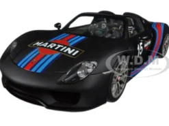 Porsche 918 Spyder Weissach Package Black/ Martini Livery #15 1/18 Model Car Autoart 77929