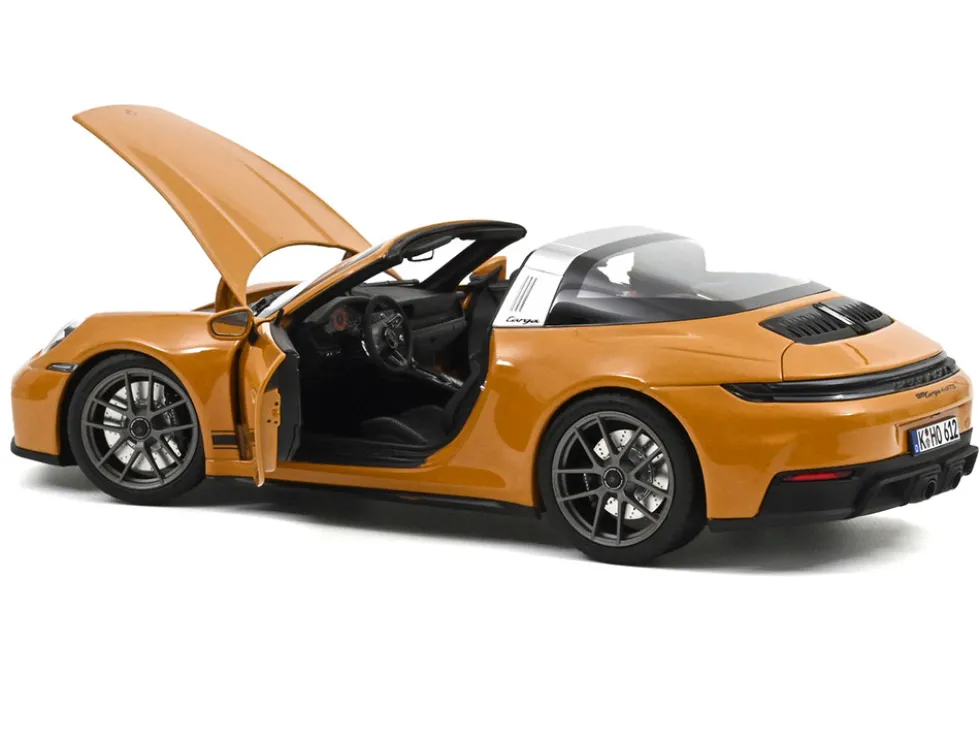 2024 Porsche 911 Targa Bahama Yellow with Black Stripes 1/18 Diecast Model Car by Norev