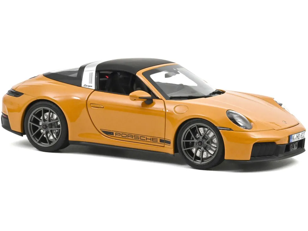 2024 Porsche 911 Targa Bahama Yellow with Black Stripes 1/18 Diecast Model Car by Norev