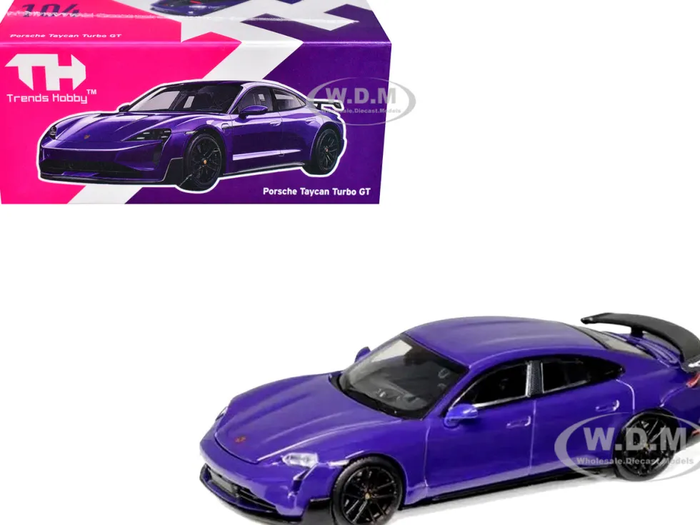 Porsche Taycan Turbo GT Purple 1/64 Diecast Model Car by Trends Hobby
