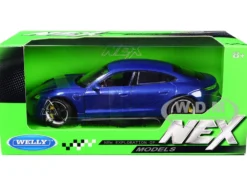 Porsche Taycan Turbo S Blue Metallic NEX Models 1/24 Diecast Model Car Welly 24107