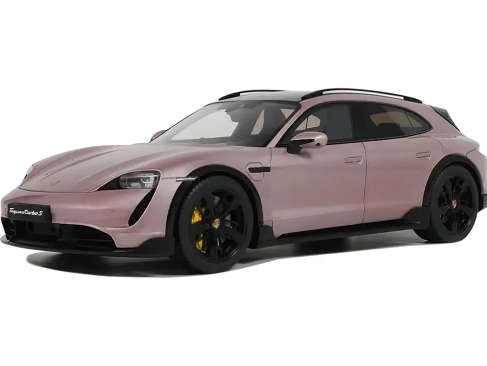 2022 Porsche Taycan Turbo S Cross Turismo Pink Metallic 1/18 Model Car by GT Spirit