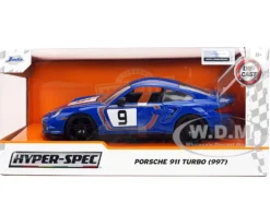 Porsche 911 Turbo (997) #9 Blue Metallic with Stripes 