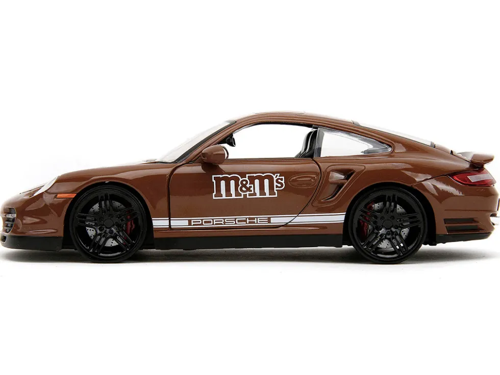 Porsche 911 Turbo Brown and Brown M&M Diecast Figure M&M s Hollywood Rides Series 1/24 Diecast Model Car Jada 34624