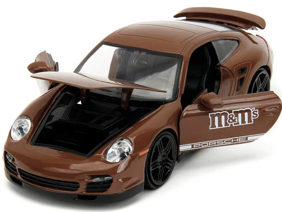 Porsche 911 Turbo Brown and Brown M&M Diecast Figure M&M s Hollywood Rides Series 1/24 Diecast Model Car Jada 34624