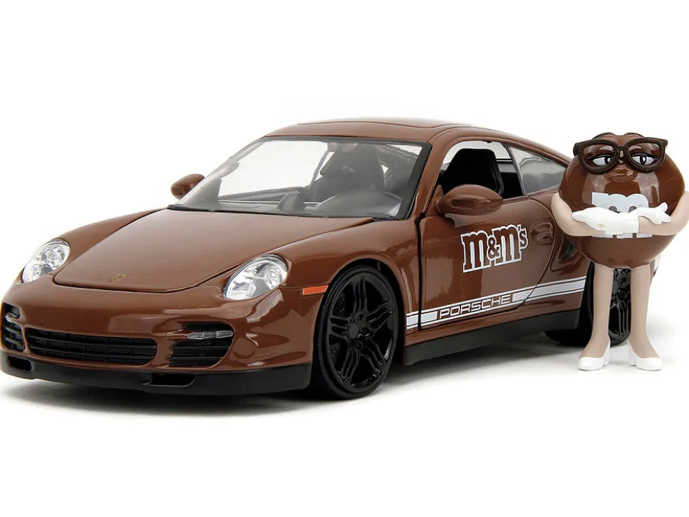 Porsche 911 Turbo Brown and Brown M&M Diecast Figure M&M s Hollywood Rides Series 1/24 Diecast Model Car Jada 34624