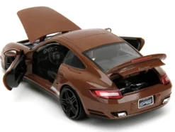 Porsche 911 Turbo Brown and Brown M&M Diecast Figure M&M s Hollywood Rides Series 1/24 Diecast Model Car Jada 34624