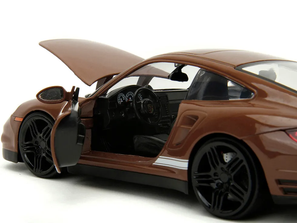 Porsche 911 Turbo Brown and Brown M&M Diecast Figure M&M s Hollywood Rides Series 1/24 Diecast Model Car Jada 34624