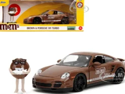 Porsche 911 Turbo Brown and Brown M&M Diecast Figure M&M s Hollywood Rides Series 1/24 Diecast Model Car Jada 34624