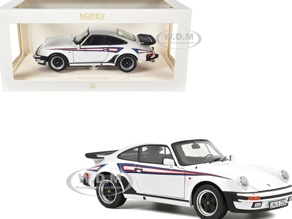 1980 Porsche 911 Turbo 3.3 White with Blue and Red Graphics 1/18 Diecast Model Car by Norev