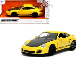 Porsche 911 Turbo (997) Yellow with Carbon Hood "Hyper-Spec" Series 1/24 Diecast Model Car by Jada