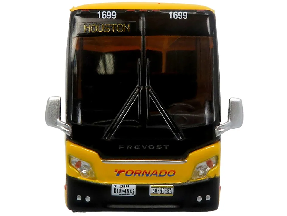 Prevost H3-45 Coach Bus "Tornado Bus Company" Yellow with Graphics Limited Edition 1/87 (HO) Diecast Model by Iconic Replicas
