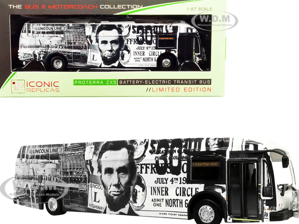 Proterra ZX5 Battery-Electric Transit Bus #9 Downtown Reno Lincoln Line Nevada The Bus & Motorcoach Collection 1/87 HO Diecast Model Iconic Replicas 87-0295