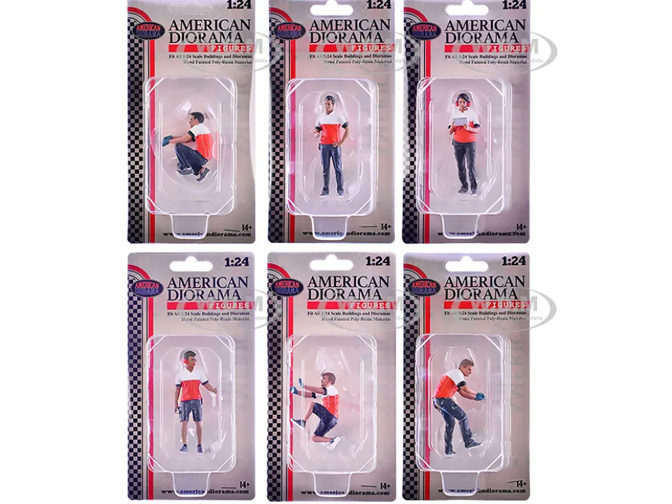 Race Crew 6 piece Figure Set for 1/24 Scale Models by American Diorama