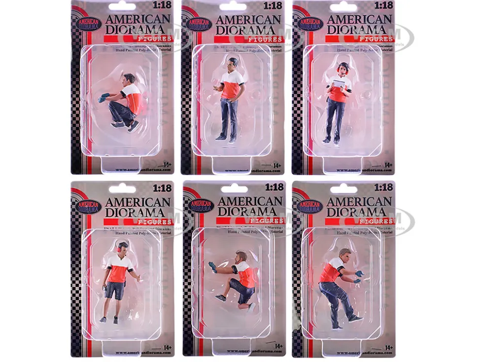 Race Crew 6 piece Figure Set for 1/18 Scale Models by American Diorama