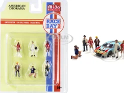 Race Day 2 6 piece Diecast Figurine Set for 1/64 Scale Models American Diorama 76472