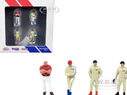 Race Drivers 4 Piece Diecast Figure Set BRE for 1/64 Scale Models Tarmac Works American Diorama T64F-006-BRE1
