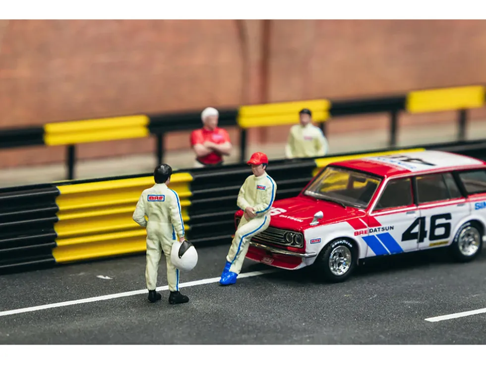 Race Drivers 4 Piece Diecast Figure Set BRE for 1/64 Scale Models Tarmac Works American Diorama T64F-006-BRE1