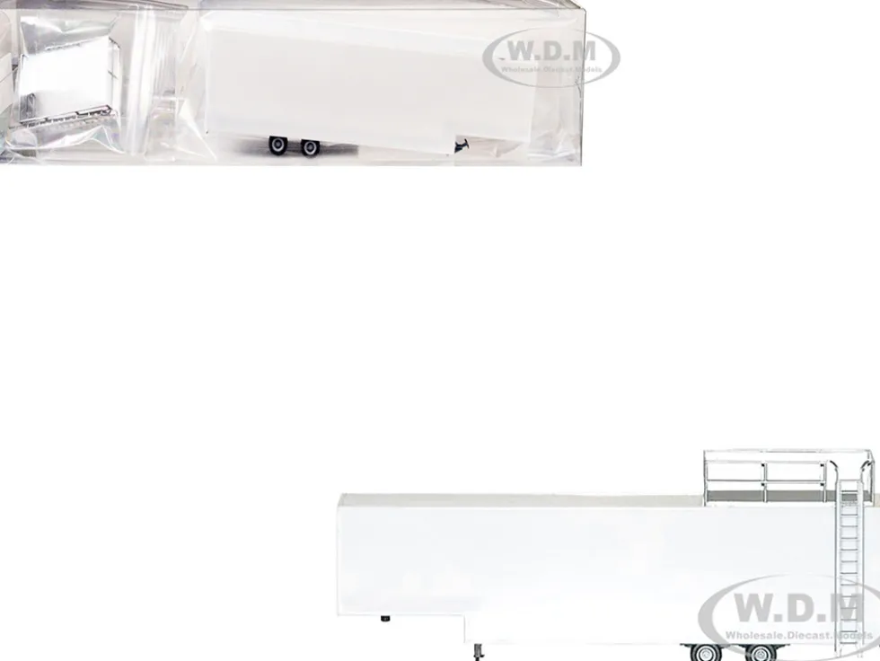 Race Horse Transport Trailer White 1/87 (HO) Plastic Model by Promotex