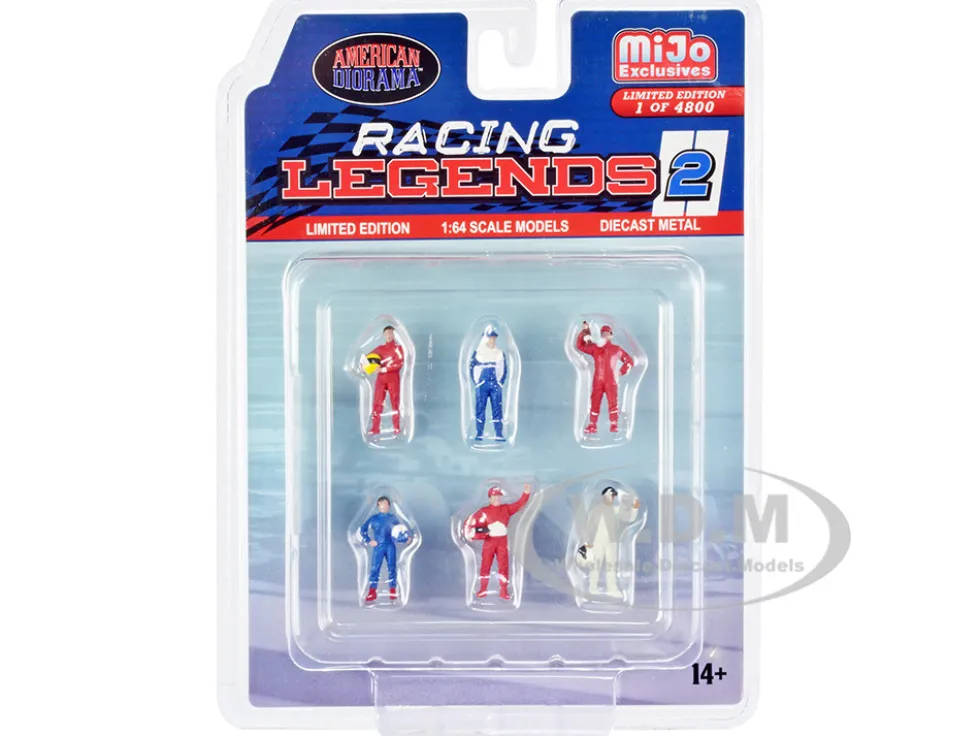 Racing Legends 2 6 piece Diecast Set 6 Driver Figures Limited Edition to 4800 pieces Worldwide 1/64 Scale Models American Diorama AD-76511MJ