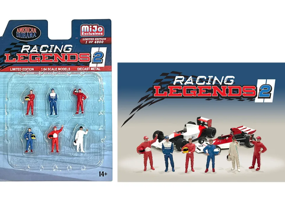 Racing Legends 2 6 piece Diecast Set 6 Driver Figures Limited Edition to 4800 pieces Worldwide 1/64 Scale Models American Diorama AD-76511MJ