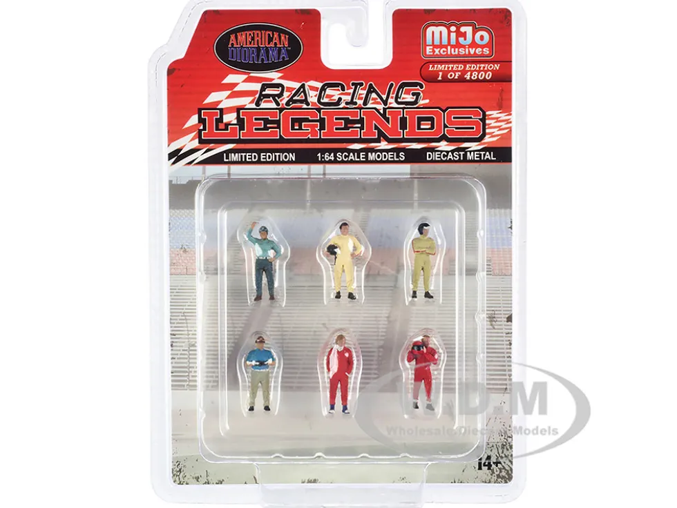 Racing Legends 6 piece Diecast Set 6 Driver Figures Limited Edition 4800 pieces Worldwide 1/64 Scale Models American Diorama AD-76503MJ