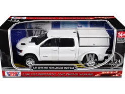 2019 RAM 1500 Laramie Crew Cab Pickup Truck with Truck Bed Camper White 