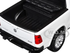 2019 RAM 1500 Laramie Crew Cab Pickup Truck with Bed Cage White with Flashing Light Bar and Front and Rear Lights and Sounds 1/27 Diecast Model Car by Motormax