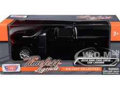 2019 RAM 1500 Laramie Crew Cab Pickup Truck Black Silver Stripes 1/24 Diecast Model Car Motormax 79357