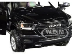 2019 RAM 1500 Laramie Crew Cab Pickup Truck Black 1/24 Diecast Model Car Motormax 79357